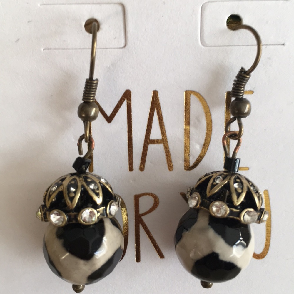 Artisan Animal Print REAL Agate Earrings, one of a kind!!